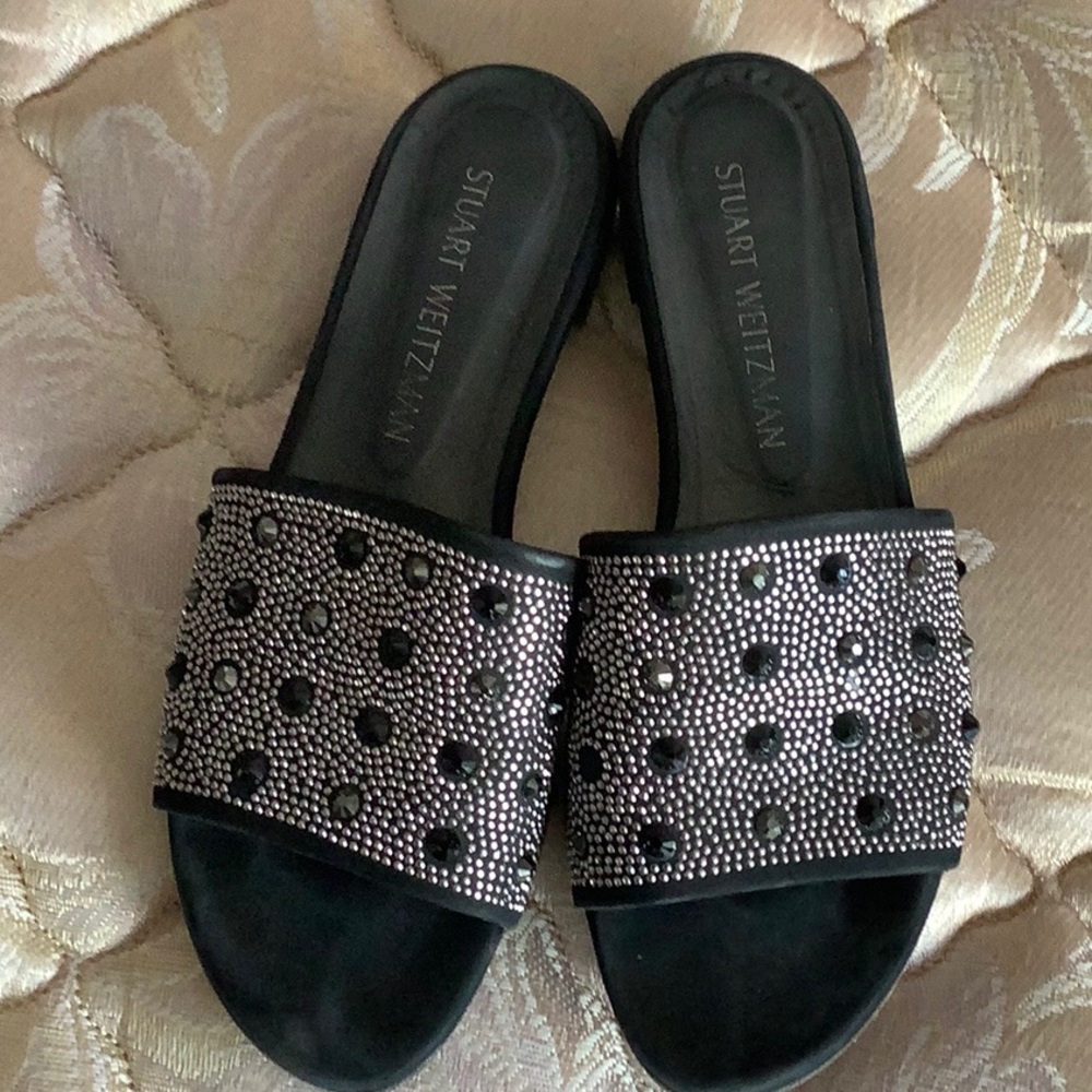 Stuart weitzman rhinestone slide sandals